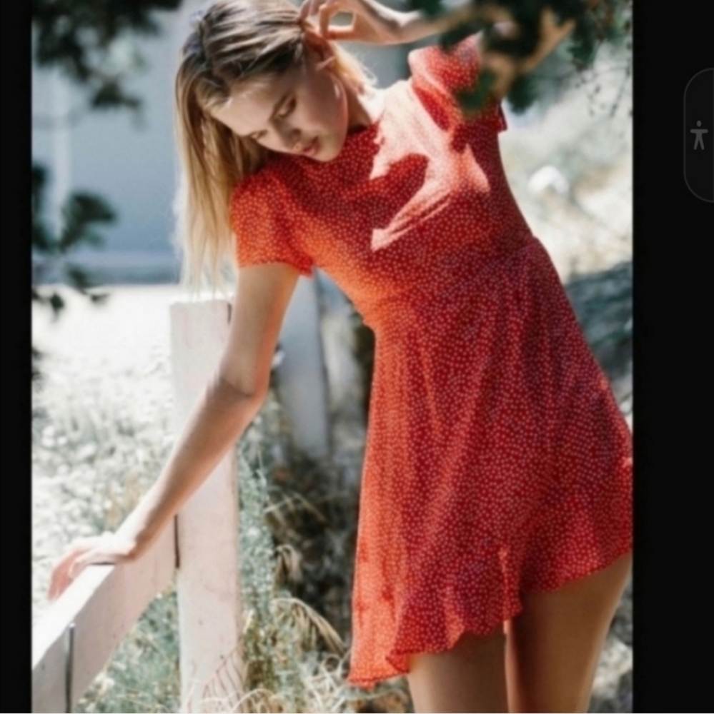 Les Femmes Juliette 100%SILK mini dress in red polka dot New without tags